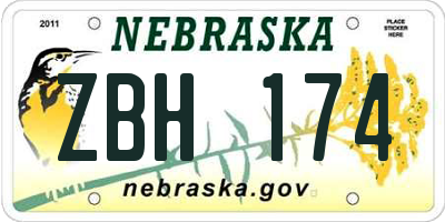 NE license plate ZBH174