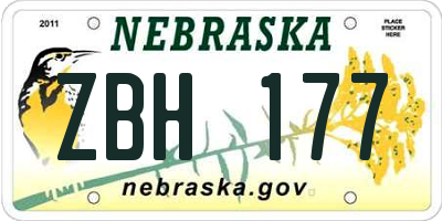 NE license plate ZBH177