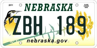 NE license plate ZBH189