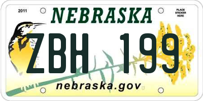NE license plate ZBH199