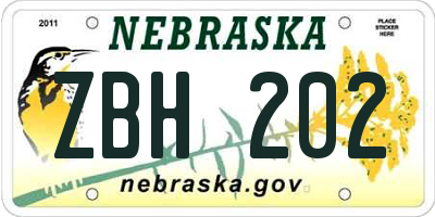 NE license plate ZBH202