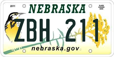 NE license plate ZBH211