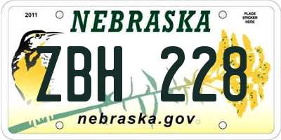 NE license plate ZBH228