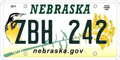 NE license plate ZBH242