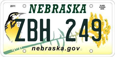 NE license plate ZBH249
