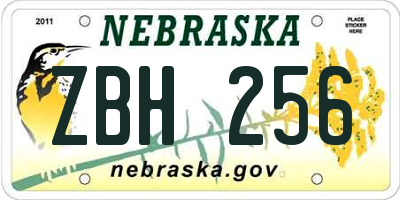 NE license plate ZBH256