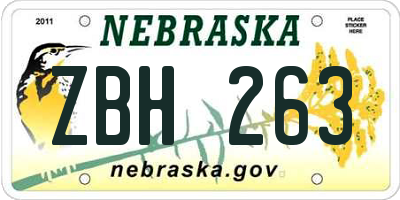NE license plate ZBH263