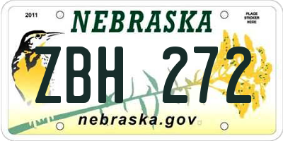 NE license plate ZBH272