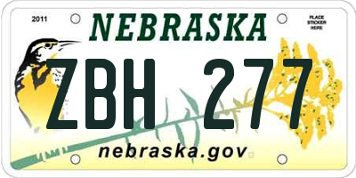 NE license plate ZBH277