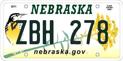 NE license plate ZBH278