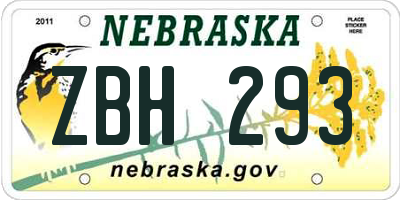 NE license plate ZBH293