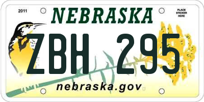 NE license plate ZBH295