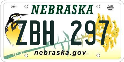 NE license plate ZBH297