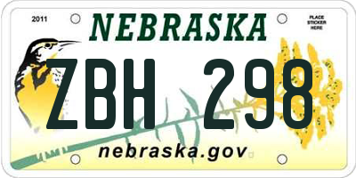 NE license plate ZBH298