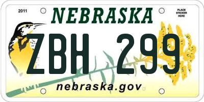 NE license plate ZBH299