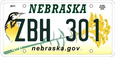 NE license plate ZBH301