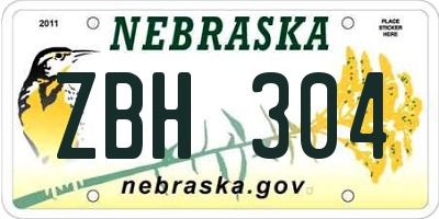 NE license plate ZBH304