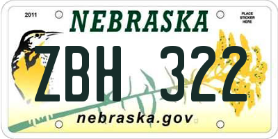 NE license plate ZBH322