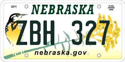 NE license plate ZBH327