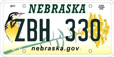 NE license plate ZBH330