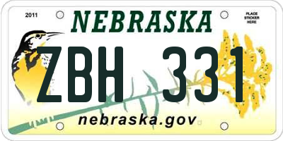 NE license plate ZBH331