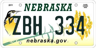 NE license plate ZBH334