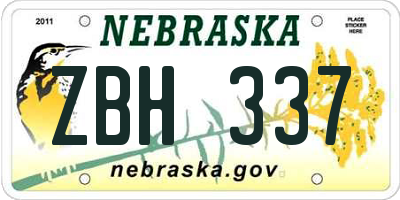NE license plate ZBH337