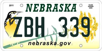 NE license plate ZBH339