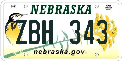 NE license plate ZBH343