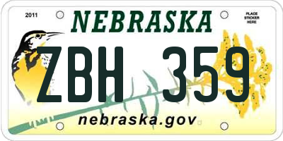 NE license plate ZBH359
