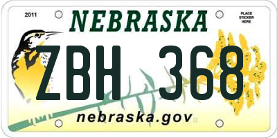NE license plate ZBH368