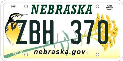 NE license plate ZBH370