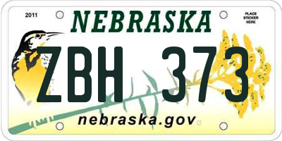 NE license plate ZBH373