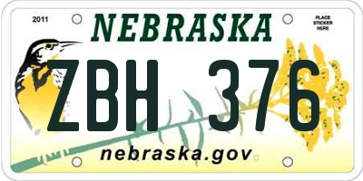 NE license plate ZBH376