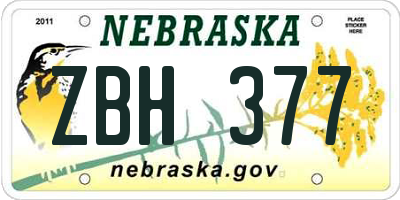 NE license plate ZBH377