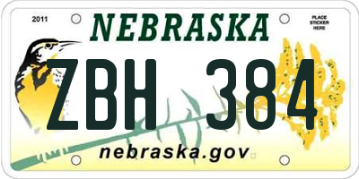 NE license plate ZBH384