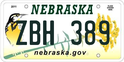 NE license plate ZBH389