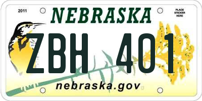 NE license plate ZBH401