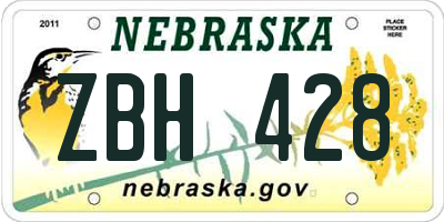 NE license plate ZBH428