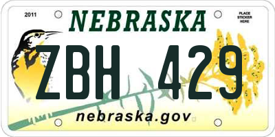 NE license plate ZBH429