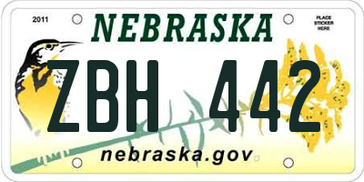 NE license plate ZBH442