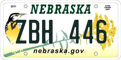 NE license plate ZBH446