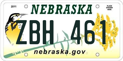 NE license plate ZBH461