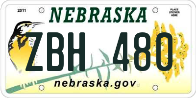 NE license plate ZBH480