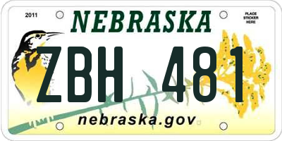 NE license plate ZBH481