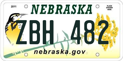 NE license plate ZBH482