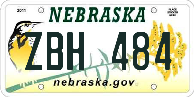 NE license plate ZBH484