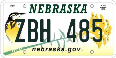 NE license plate ZBH485