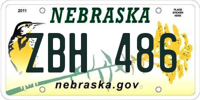 NE license plate ZBH486