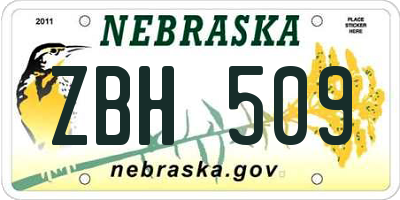 NE license plate ZBH509